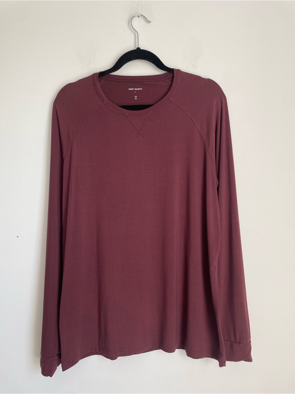 Cozy Earth SOFT Bamboo Dark Red Pajama Top Size L Lounge Lightweight Breathable